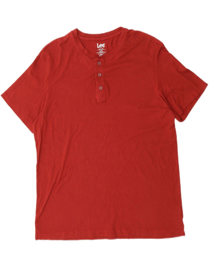 LEE Mens T-Shirt Top XL Burgundy Cotton Vintage Lee and Second-Hand Lee from Messina Hembry 