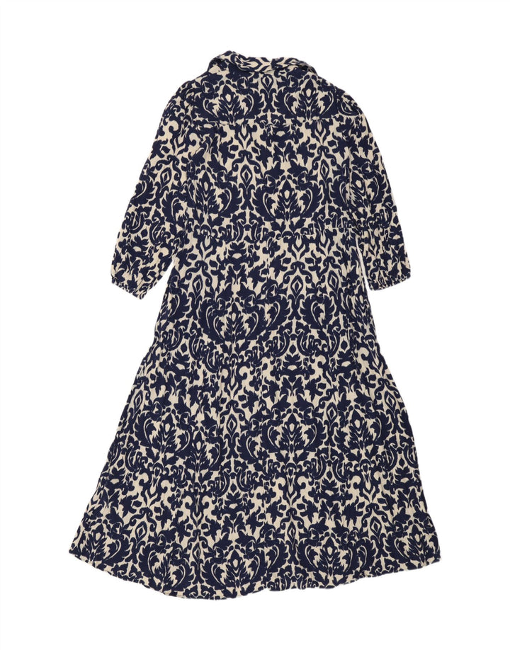 Zara Γυναικείο Maxi Φόρεμα UK 12 Medium Blue Ikat Viscose