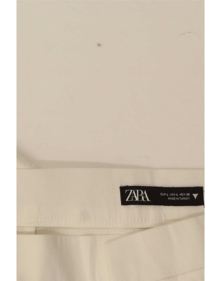 Zara Γυναικείο ίσιο κομμένο παντελόνι μεγάλο W30 L25 Λευκό