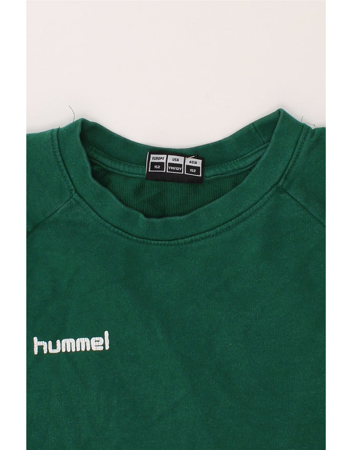 HUMMEL Boys Graphic Sweatshirt Jumper 11-12 Years Green Vintage Hummel and Second-Hand Hummel from Messina Hembry 