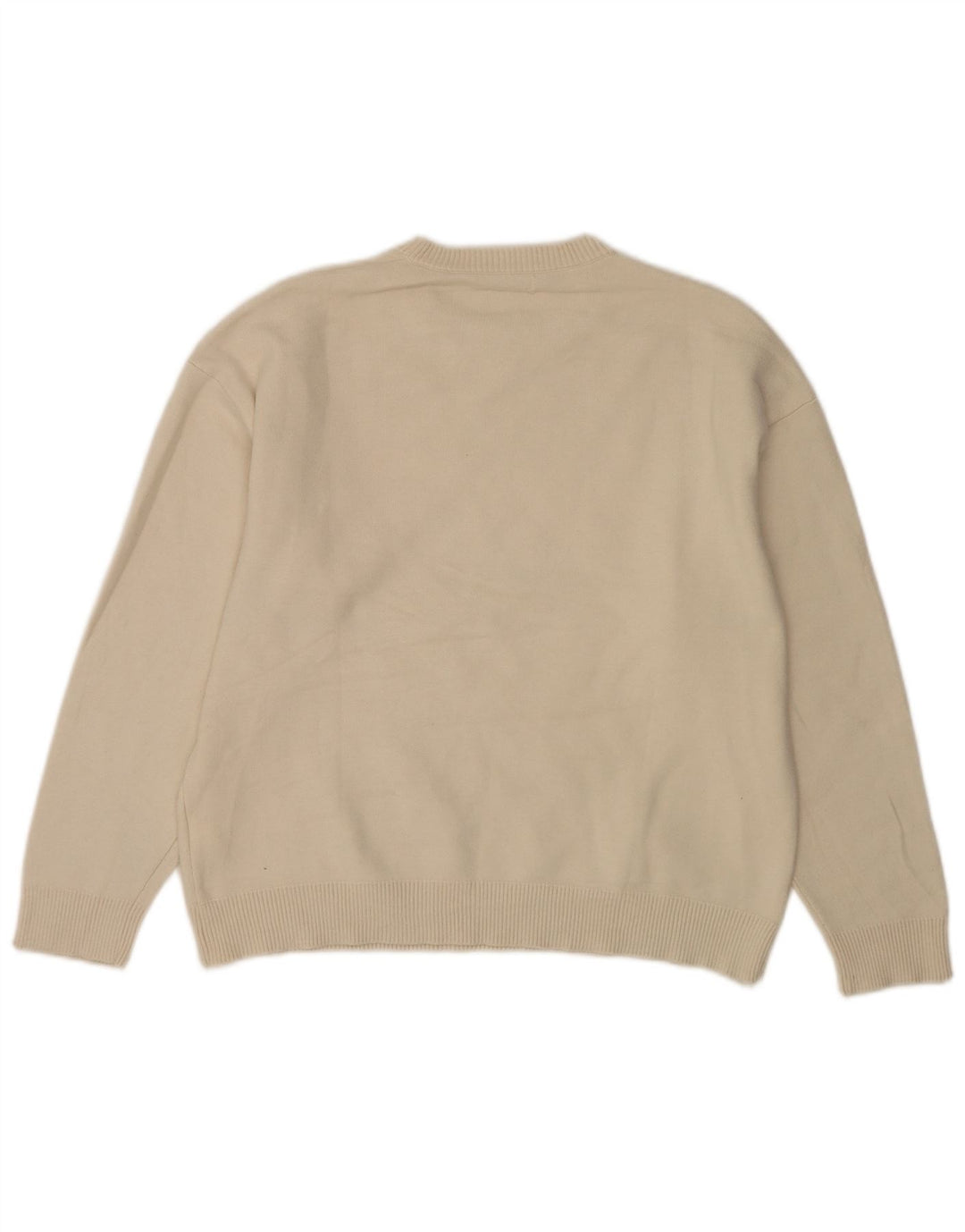 Ανδρικό πουλόβερ Zara Crew Neck Jumper Μεγάλο μπεζ βισκόζη