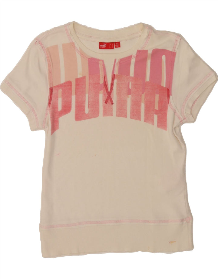 PUMA Womens Graphic T-Shirt Top UK 14 Large Off White Vintage Puma and Second-Hand Puma from Messina Hembry 