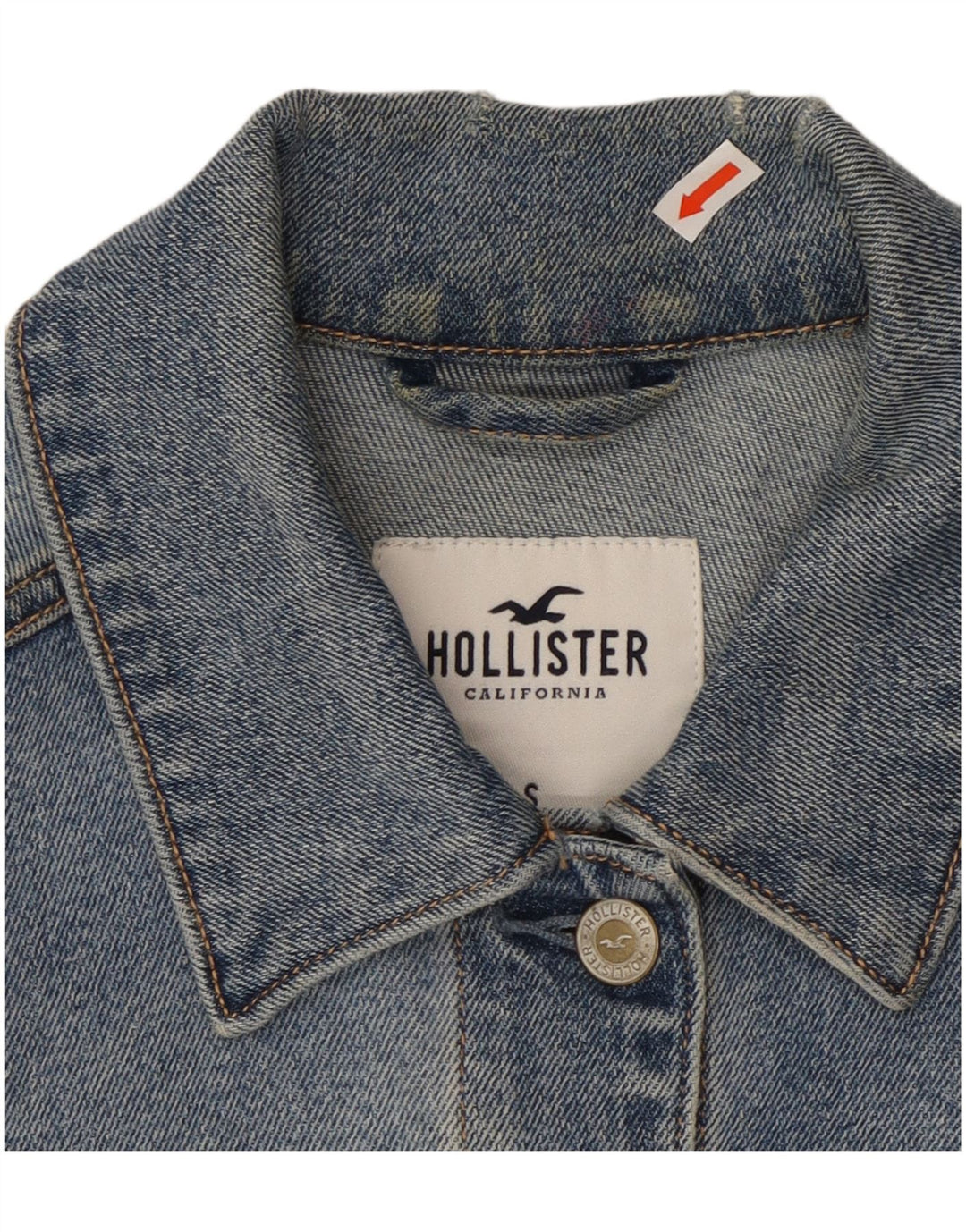 HOLLISTER Γυναικείο τζιν μπουφάν UK 10 Small Blue Cotton