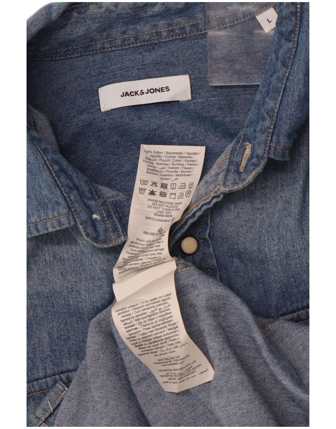 JACK & JONES Ανδρικό τζιν πουκάμισο μεγάλο μπλε βαμβακερό