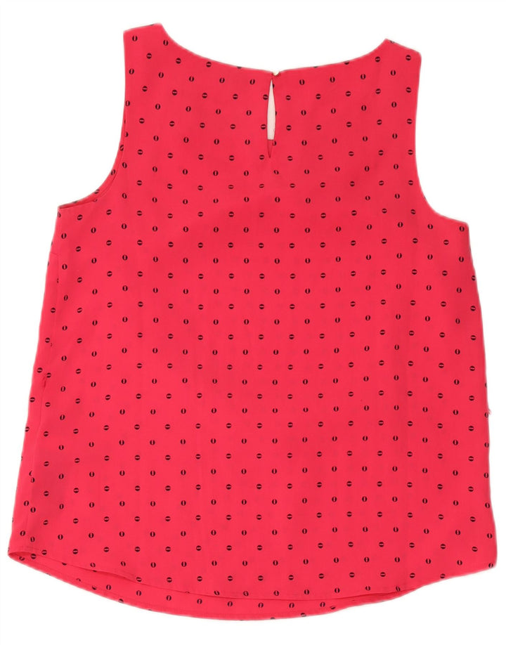 Tommy Hilfiger Γυναικεία Αμάνικη Μπλούζα Τοπ UK 14 Medium Red Spotted