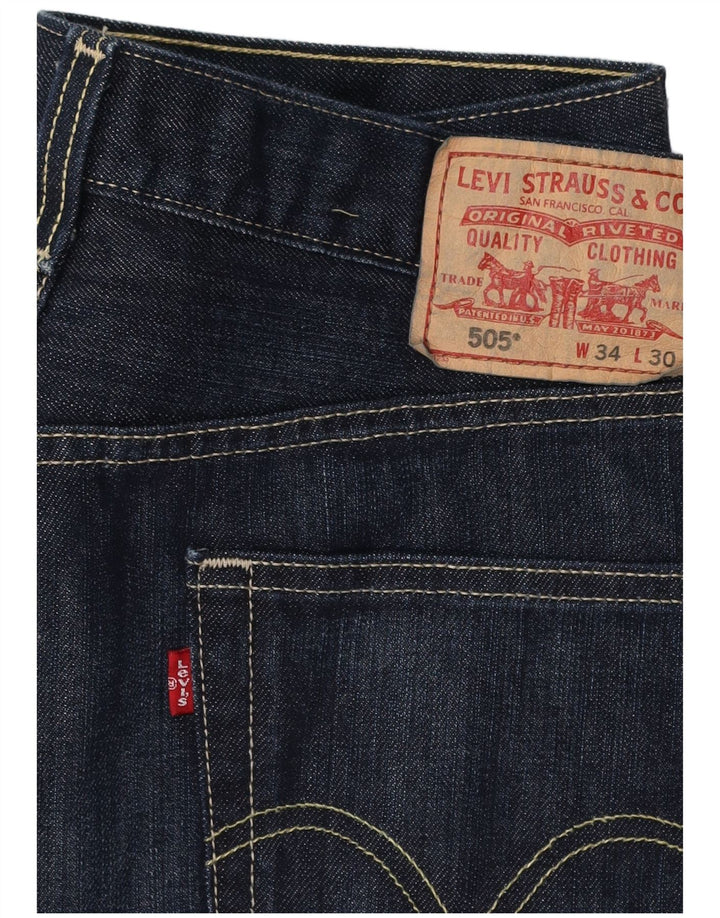 Levi's Mens 505 Regular Fit Straight Jeans W34 L30 Navy Blue Cotton