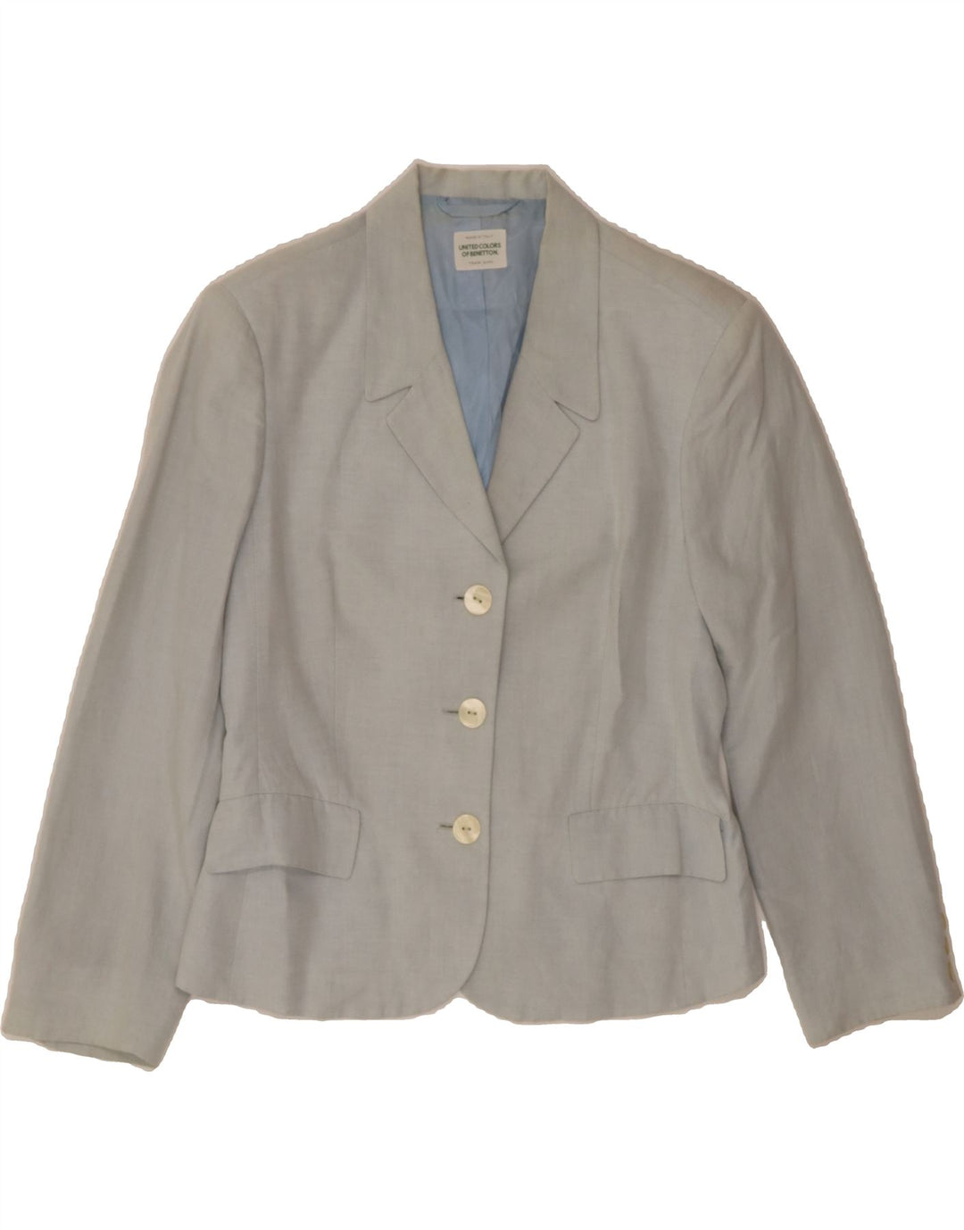 BENETTON Womens 3 Button Blazer Jacket IT 44 Medium Grey Linen Vintage Benetton and Second-Hand Benetton from Messina Hembry 