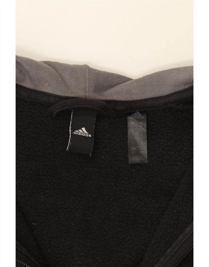 ADIDAS Mens Zip Hoodie Sweater Small Black Cotton Vintage Adidas and Second-Hand Adidas from Messina Hembry 