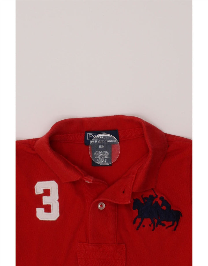 POLO RALPH LAUREN Βρεφικά αγόρια γραφικά μπλουζάκια πόλο 12-18 μηνών κόκκινο βαμβακερό