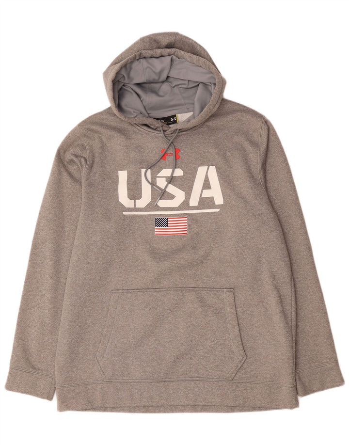 Under Armour Mens Graphic Hoodie Jumper XL Grey Polyester