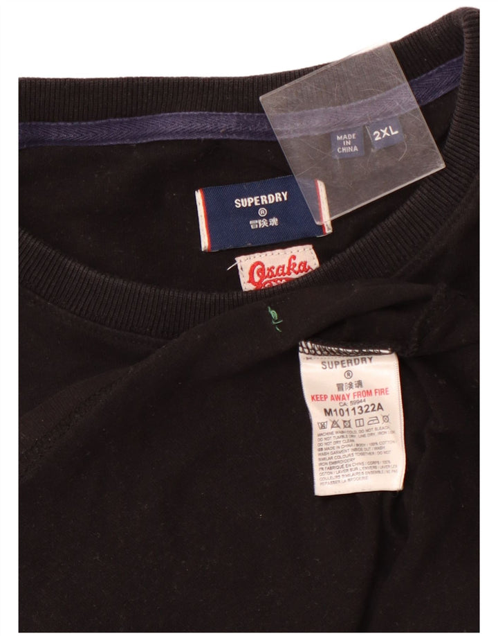 Ανδρικό γραφικό μπλουζάκι SUPERDRY Top 2XL Μαύρο βαμβακερό