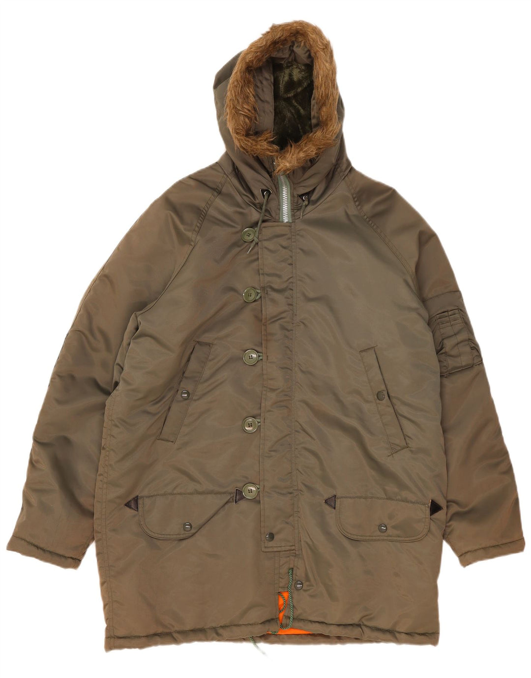 Vintage Ανδρικό μπουφάν Parka με κουκούλα IT 52 XL Khaki Polyamide