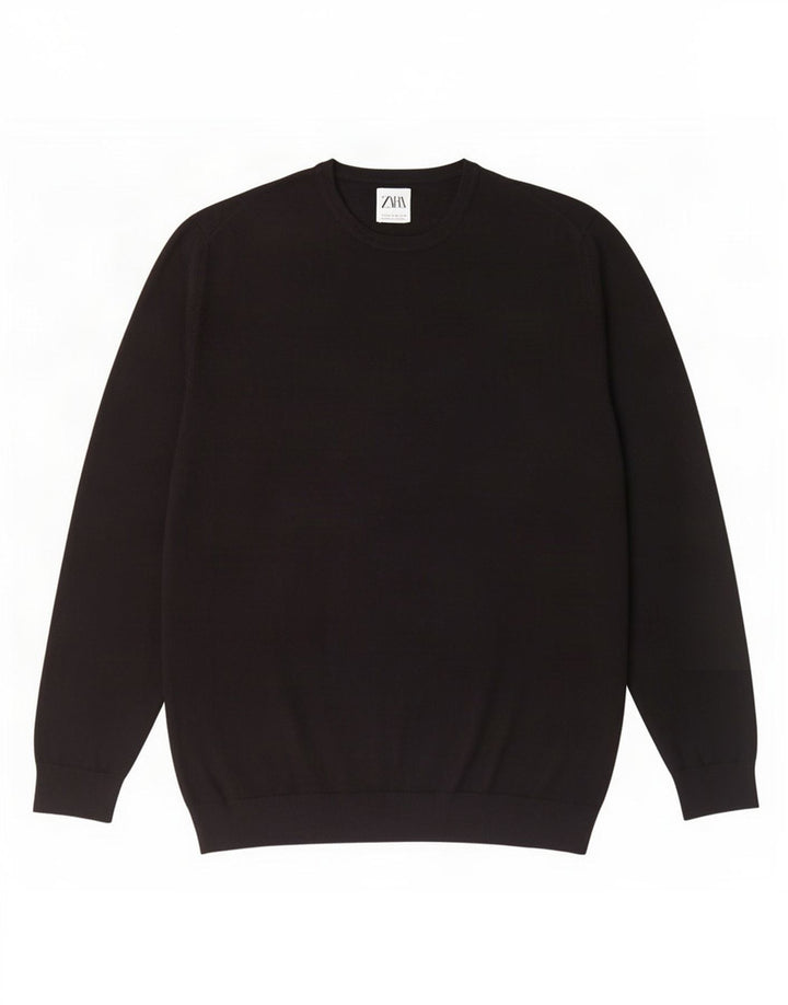 Ανδρικό πουλόβερ Zara Crew Neck Jumper Μεσαίο Μαύρο