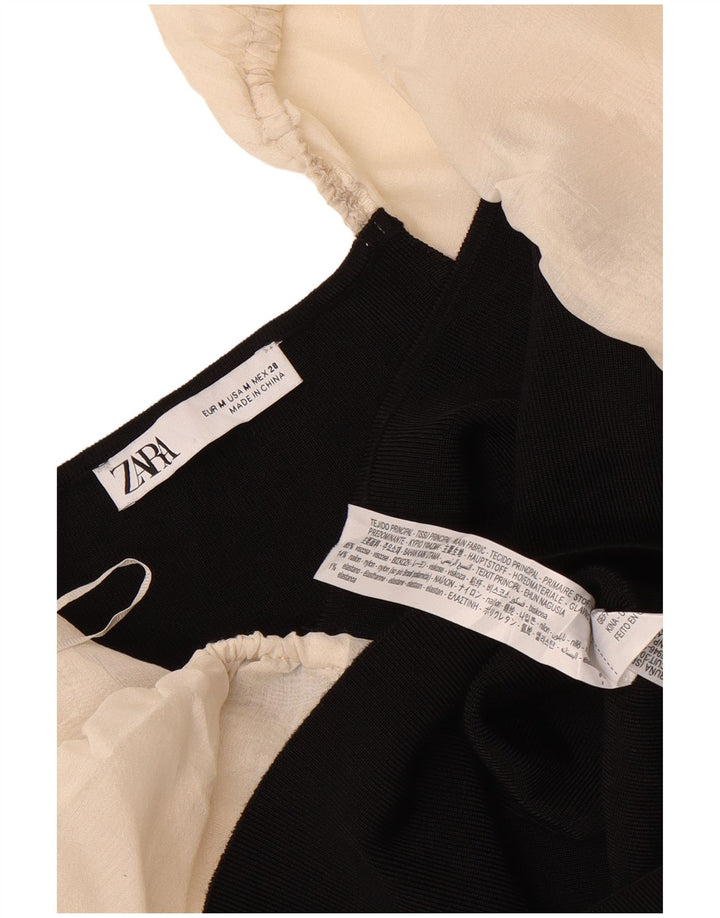 Γυναικείο μακρυμάνικο μπλουζάκι Zara UK 12 Medium Black Colourblock