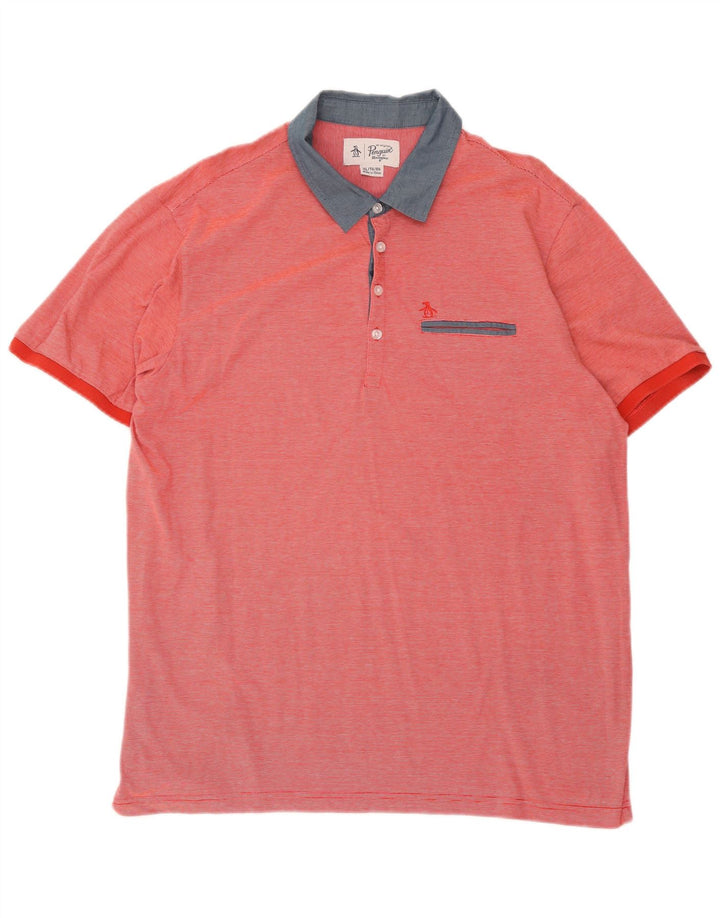 Ανδρικό πουκάμισο πόλο Penguin XL Red Pinstripe