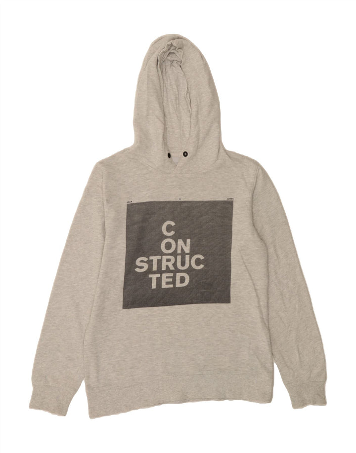 JACK & JONES Mens Graphic Hoodie Jumper Medium Grey Cotton Vintage Jack & Jones and Second-Hand Jack & Jones from Messina Hembry 