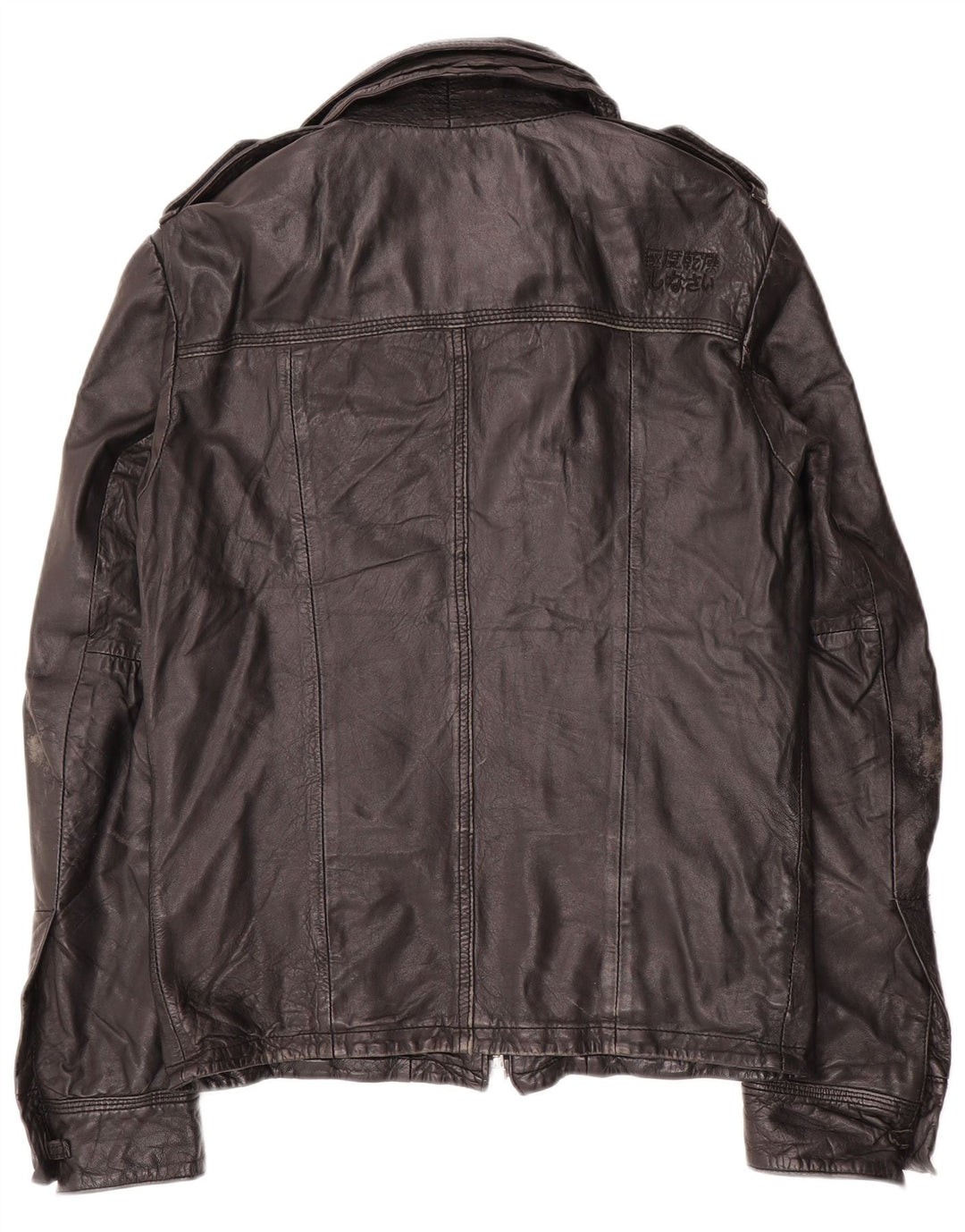 Superdry Ανδρικό Δερμάτινο Στρατιωτικό Μπουφάν UK 36 Small Black Leather