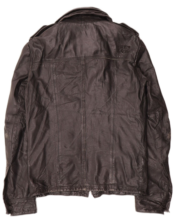Superdry Ανδρικό Δερμάτινο Στρατιωτικό Μπουφάν UK 36 Small Black Leather