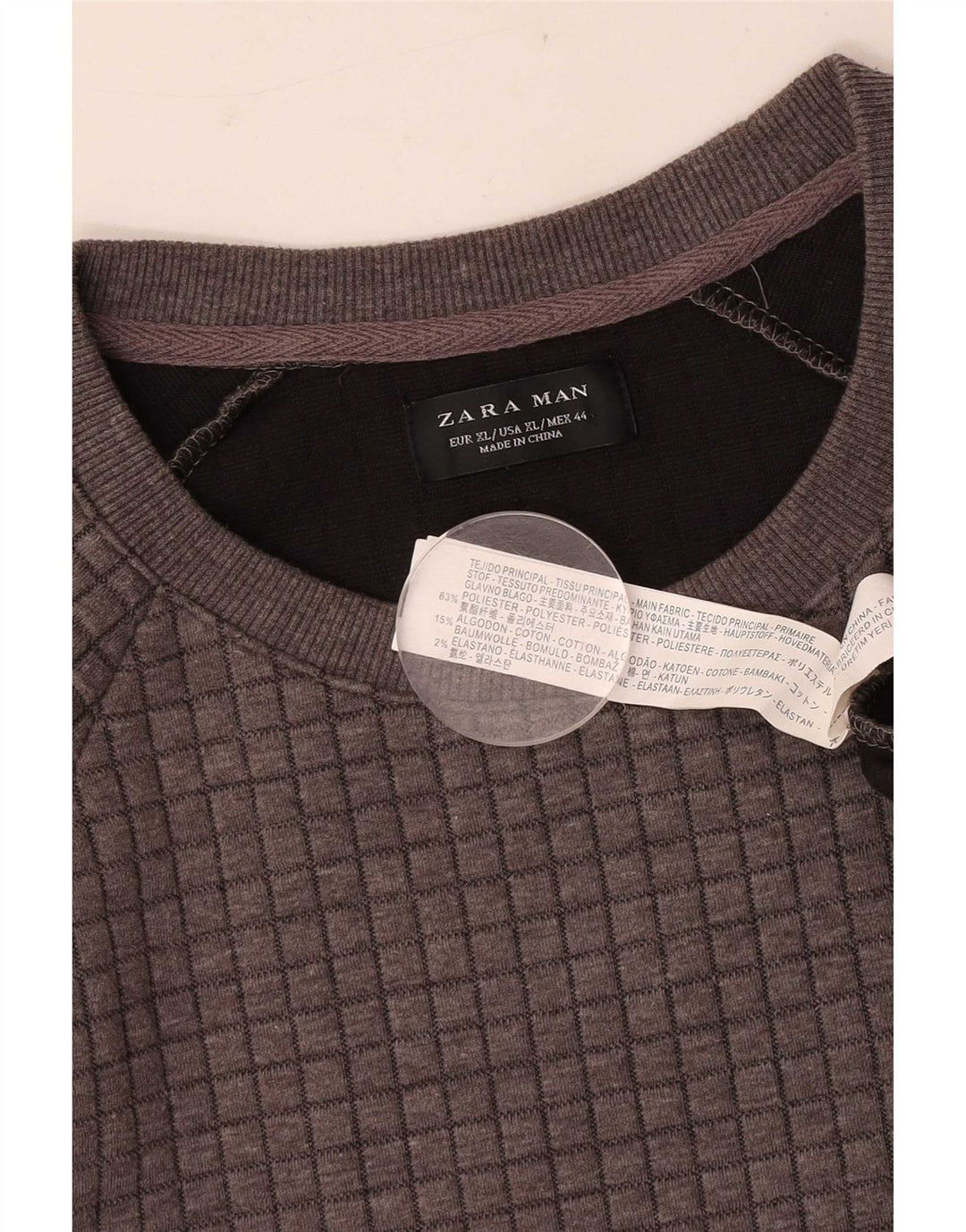 Ανδρική φούτερ Zara Jumper XL Grey Check Polyester