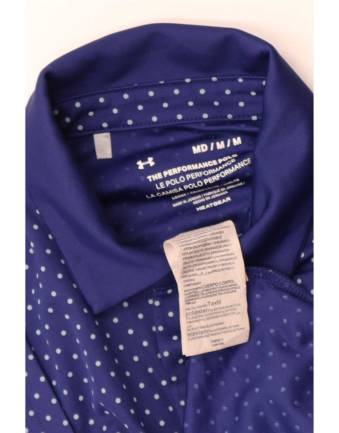 Ανδρικό μπλουζάκι Polo Heat Gear Under Armour με μεσαίο μπλε στίγματα από πολυεστέρα
