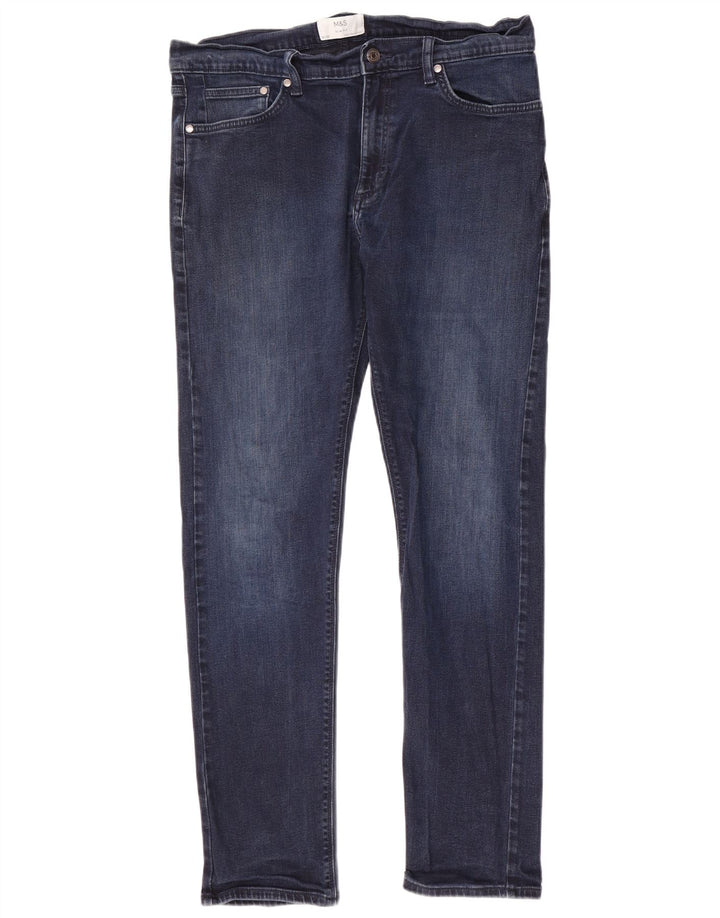 Marks & Spencer Ανδρικό Slim Jeans W36 L33 Navy Blue Cotton