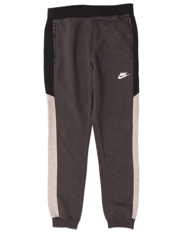Nike Mens Tracksuit Trousers Joggers Small Grey Colourblock Cotton