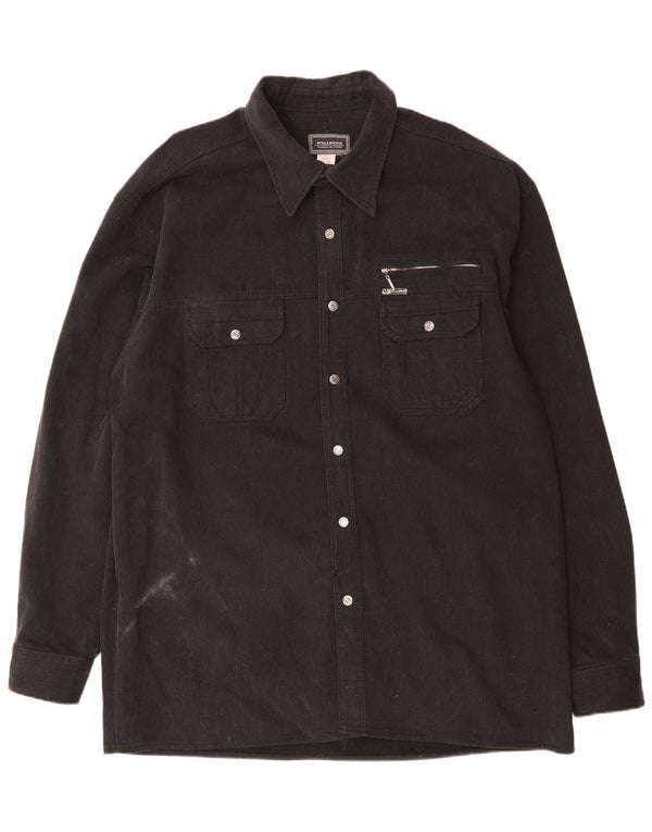 Ανδρικό κοτλέ πουκάμισο VINTAGE UK 47/48 3XL Μαύρο βαμβακερό