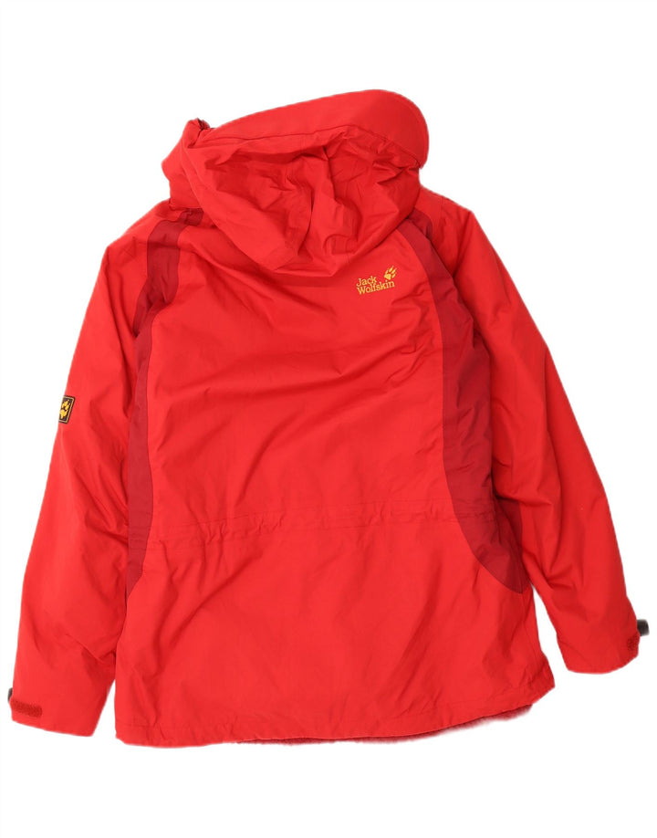 Jack Wolfskin γυναικείο μπουφάν με κουκούλα αντιανεμικό UK 12 μεσαίο κόκκινο χρώμα