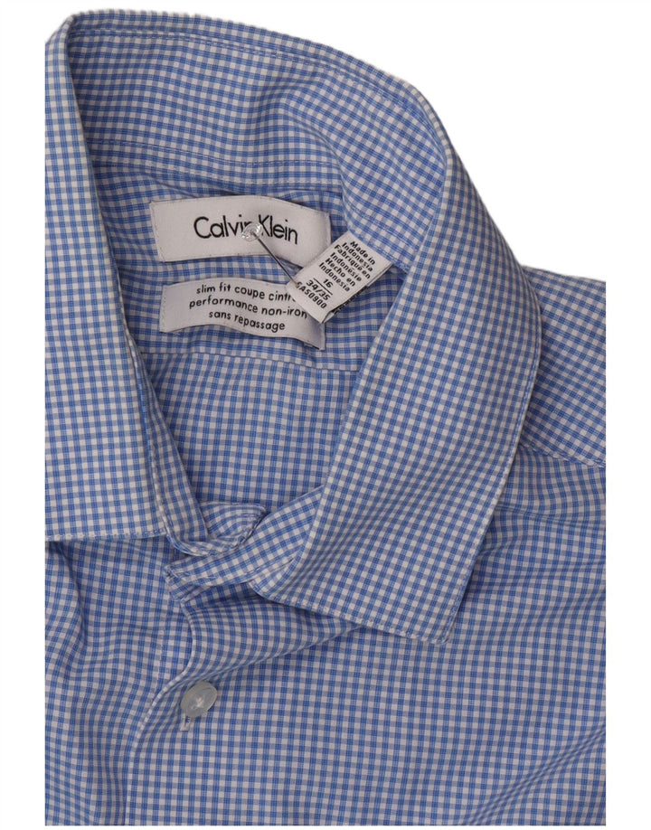 Ανδρικό πουκάμισο Calvin Klein Slim Fit Size 16 Large Blue Gingham