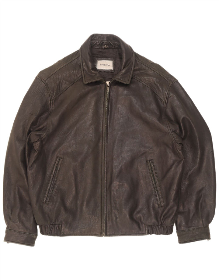 Hathaway Ανδρικό Δερμάτινο Μπουφάν UK 42 XL Μαύρο Δερμάτινο