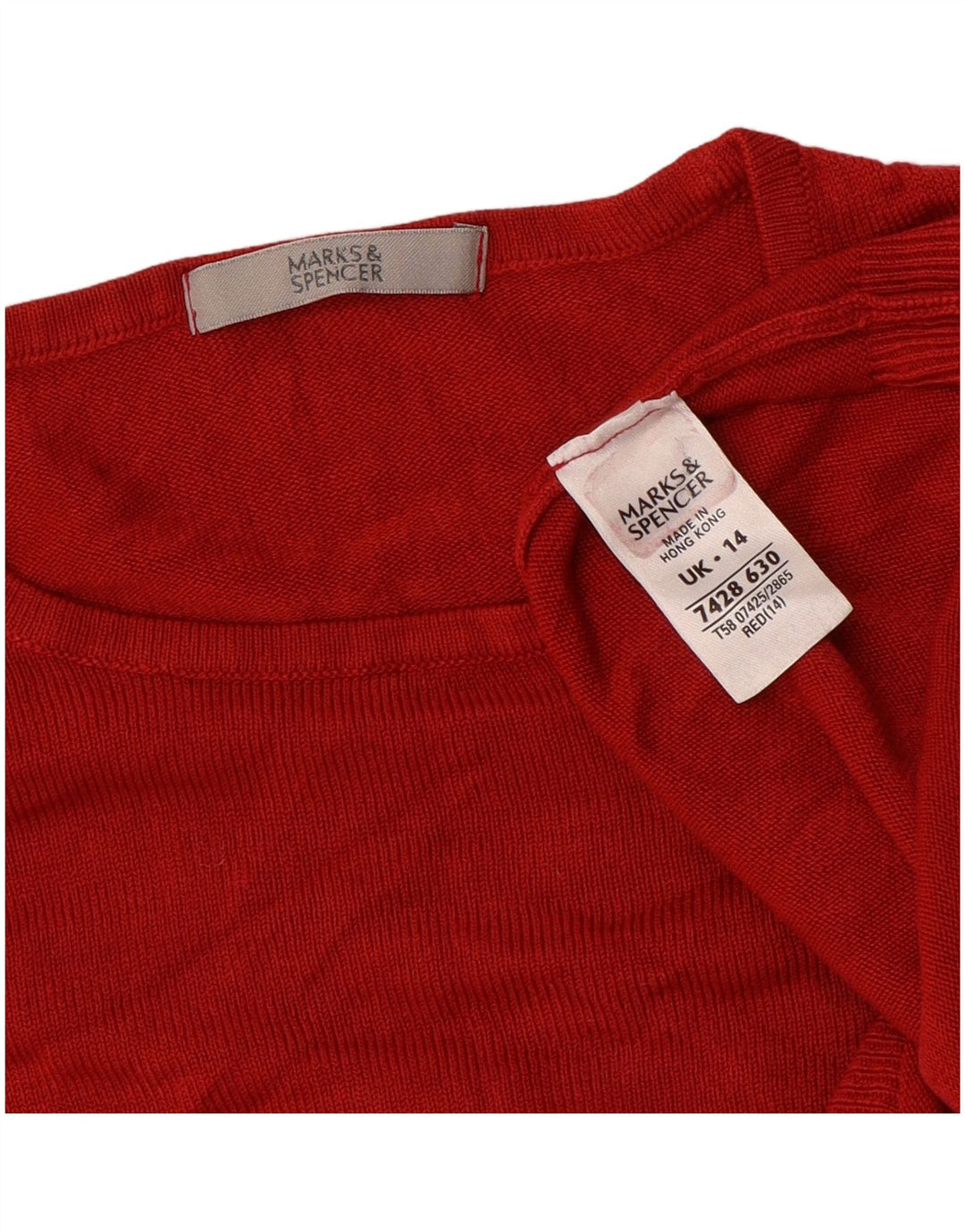 Marks & Spencer Γυναικείο πουλόβερ Crop Crew Neck Jumper UK 14 Medium Red