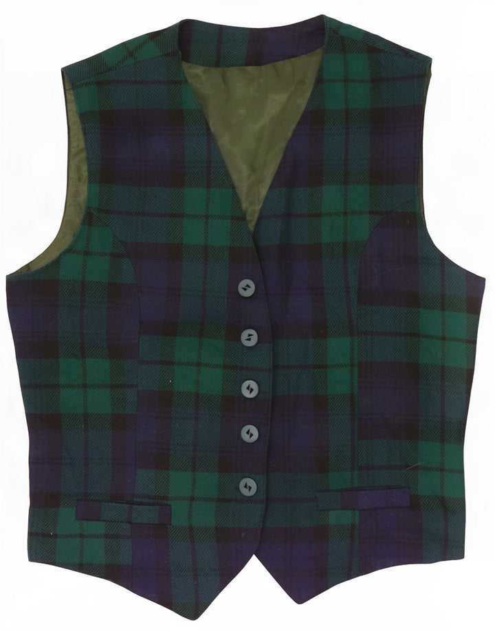 Vintage γυναικείο γιλέκο IT 46 Large Green Check Wool