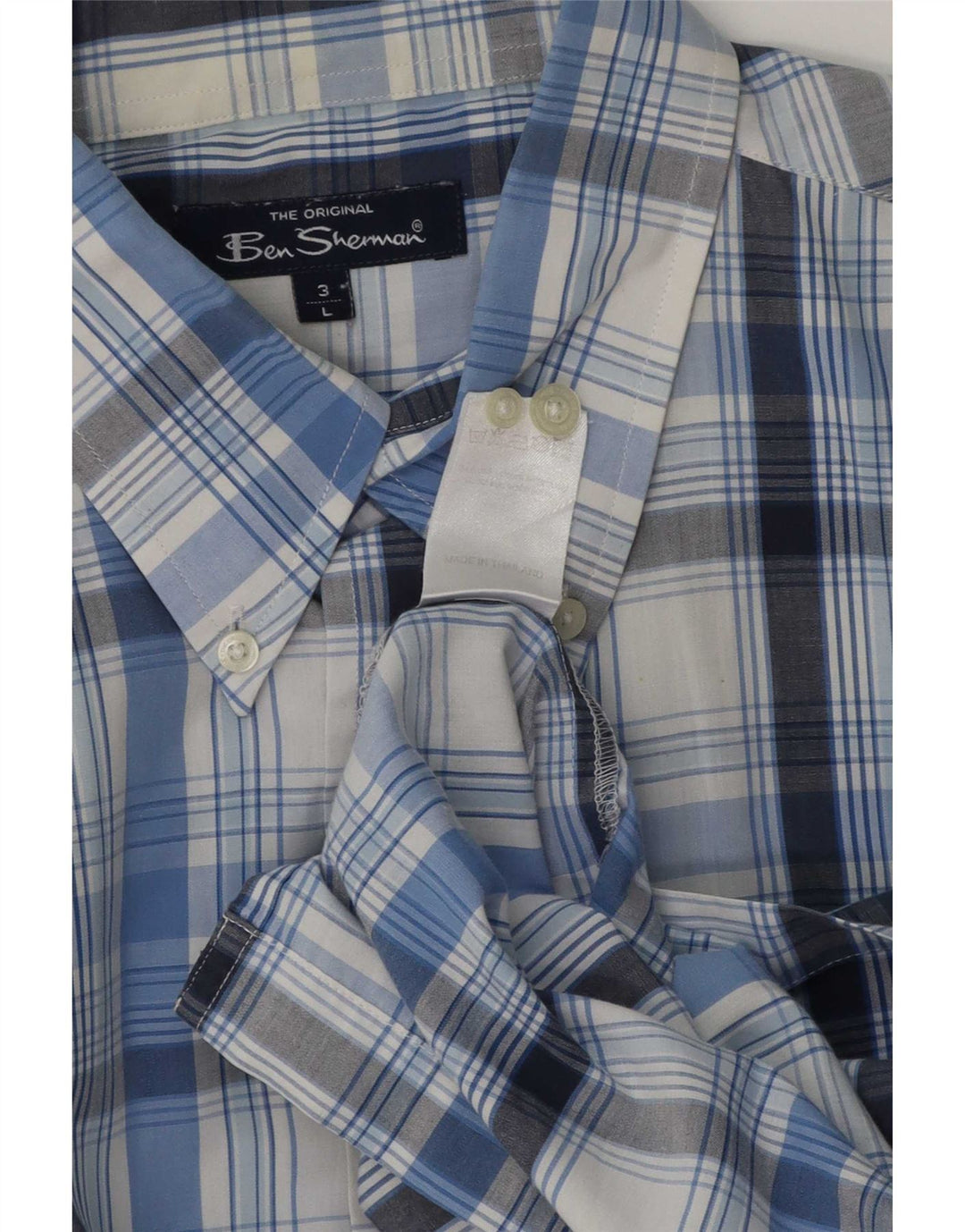 Ben Sherman Ανδρικό κοντομάνικο πουκάμισο μεγάλο μπλε βαμβακερό