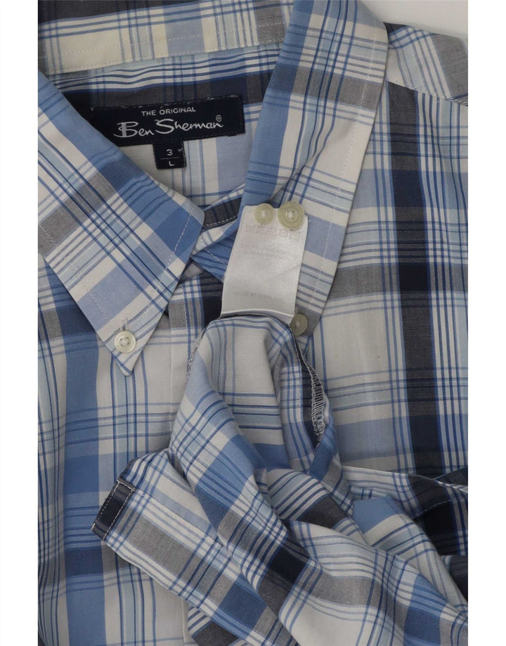 Ben Sherman Ανδρικό κοντομάνικο πουκάμισο μεγάλο μπλε βαμβακερό