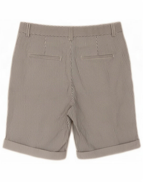 Marks & Spencer Womens Chino Shorts UK 10 Small W30 White Pinstripe Cotton