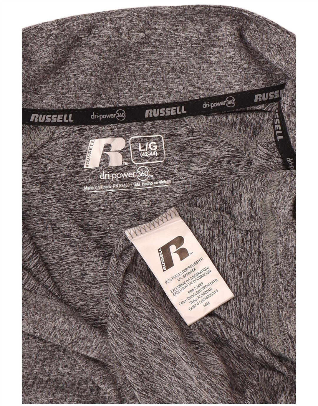 RUSSELL ATHLETIC Ανδρική φόρμα πουλόβερ Dri-Power Top UK 42/44 Large Grey