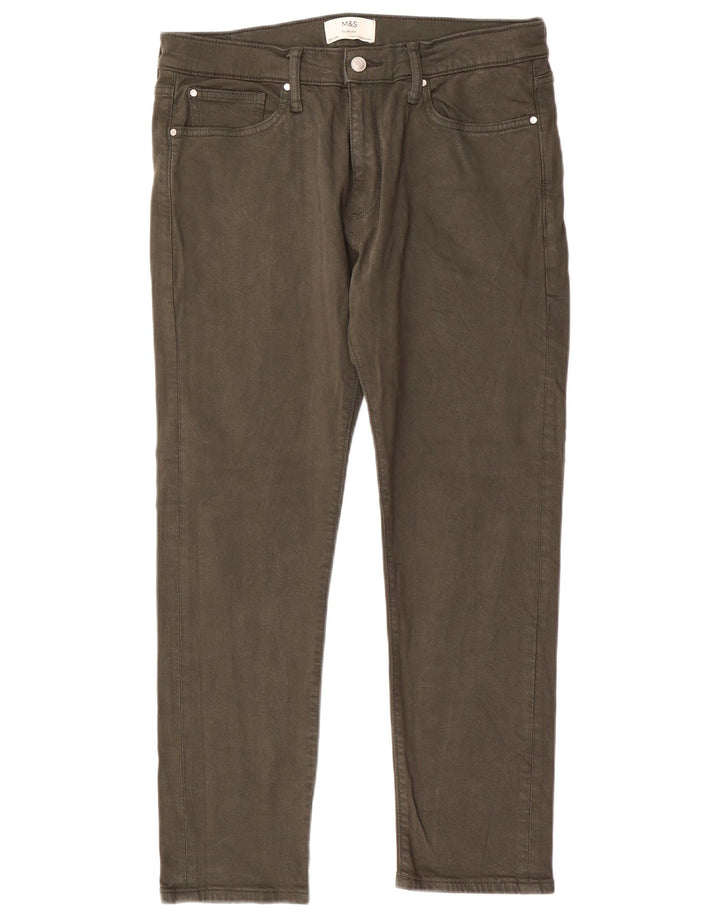 Marks & Spencer Ανδρικό Slim Jeans W34 L29 Χακί βαμβακερό