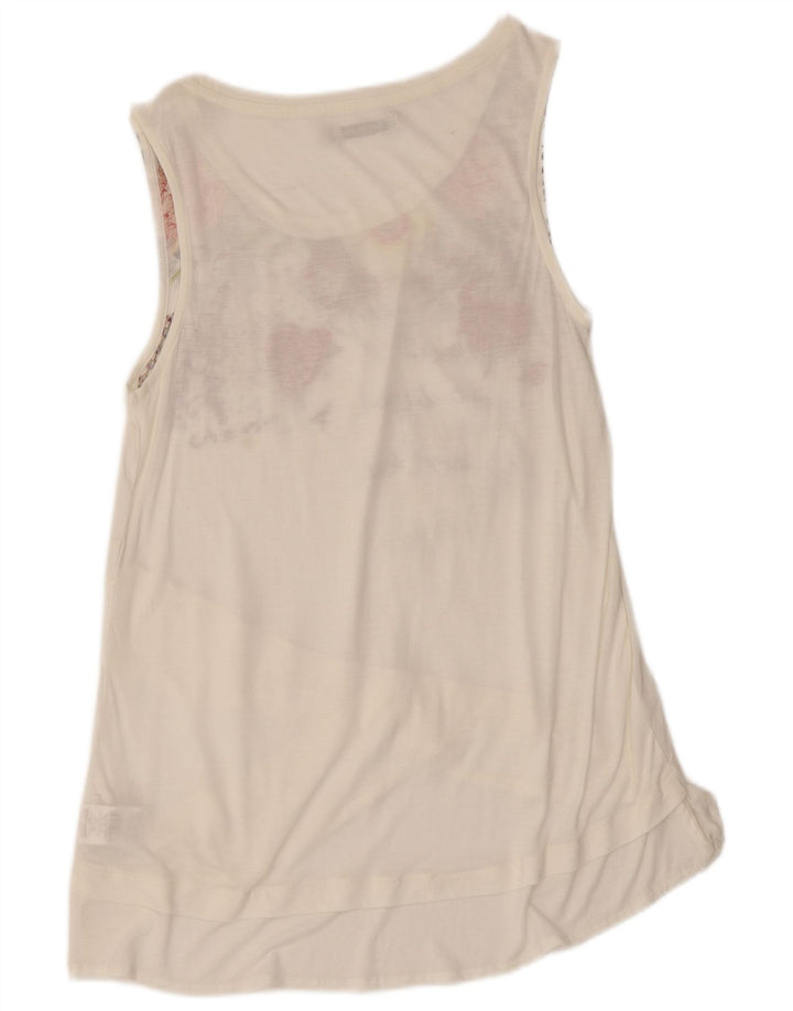 Desigual Γυναικείο Graphic Tunic Top UK 12 Medium White Floral Viscose