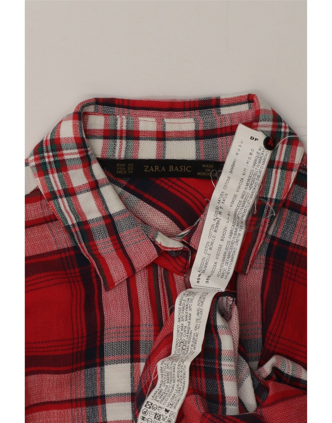 Γυναικείο φανελένιο πουκάμισο ZARA UK 6 XS Red Check Cotton