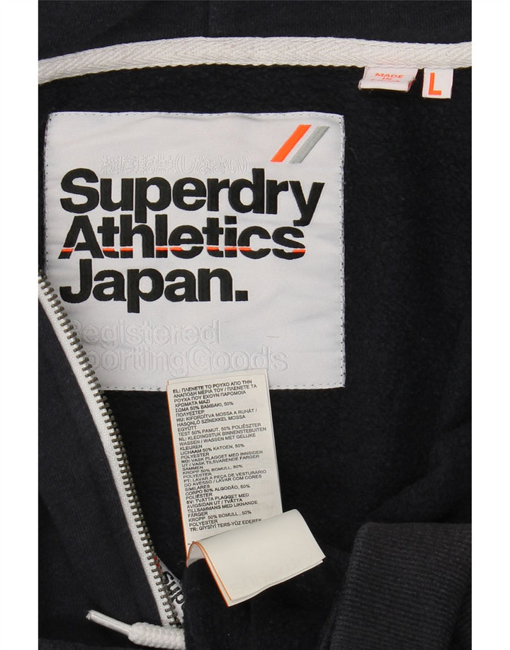 Ανδρικό πουλόβερ με κουκούλα με φερμουάρ SUPERDRY Μεγάλο μπλε βαμβακερό