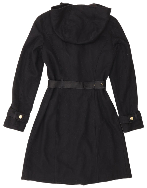 CARACTERE Γυναικείο παλτό Duffle με κουκούλα UK 10 Small Navy Blue Wool