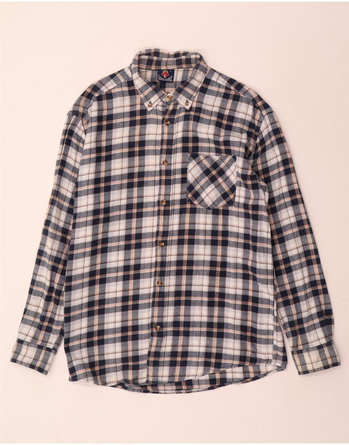 Vintage Ανδρικό Φανελένιο Πουκάμισο Μεγάλο Μπλε Navy Check Βαμβακερό
