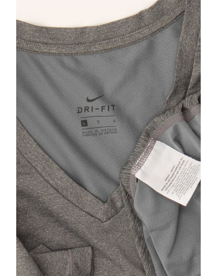 Γυναικείο T-shirt Nike Dri Fit Top UK 14 Large Grey Polyester