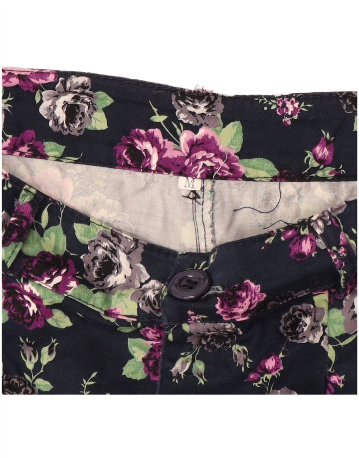 VINTAGE Womens Pegged Chino Shorts Medium W26  Navy Blue Floral