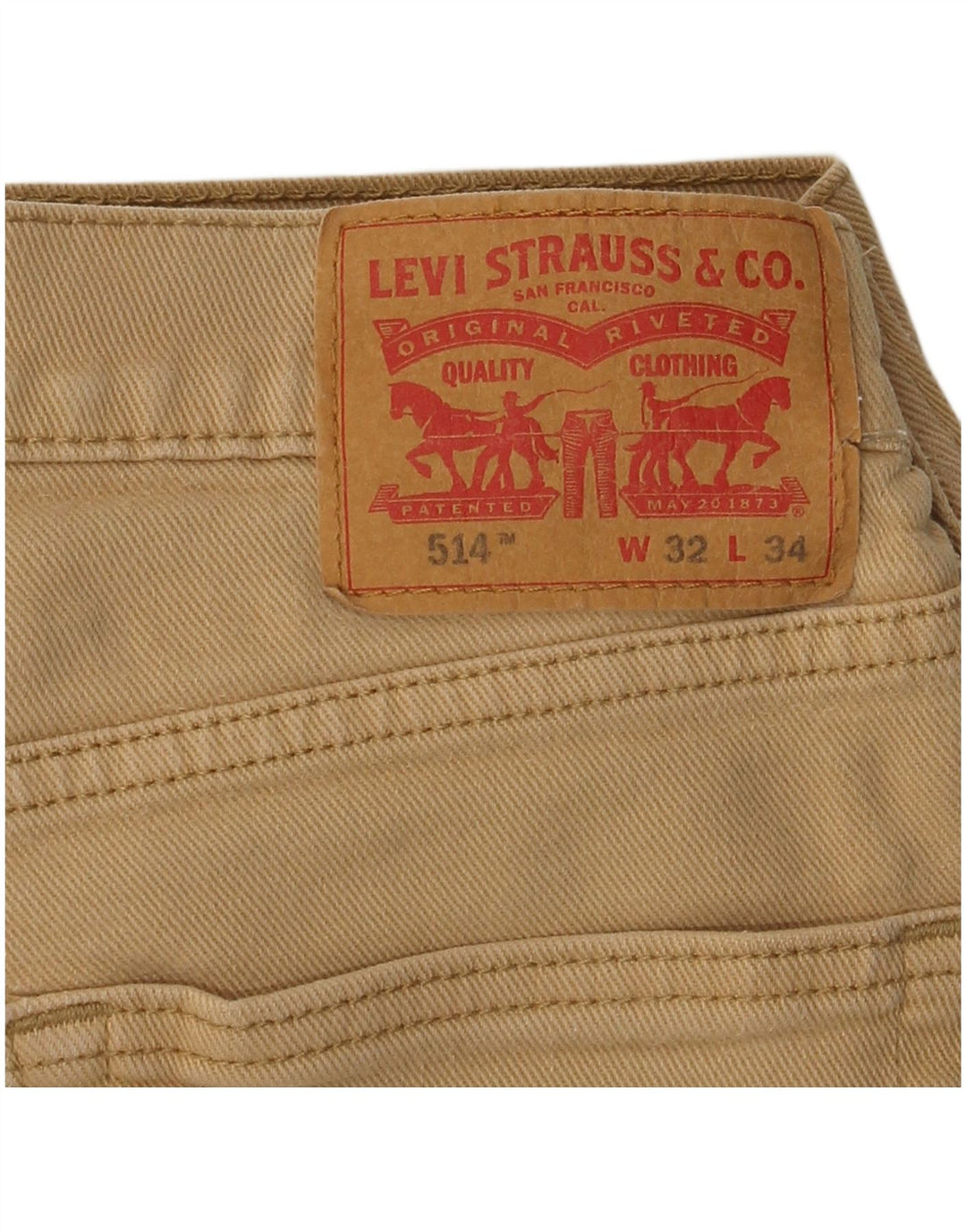 LEVI'S Mens 514 Straight Casual Παντελόνι W32 L31 Μπεζ βαμβακερό