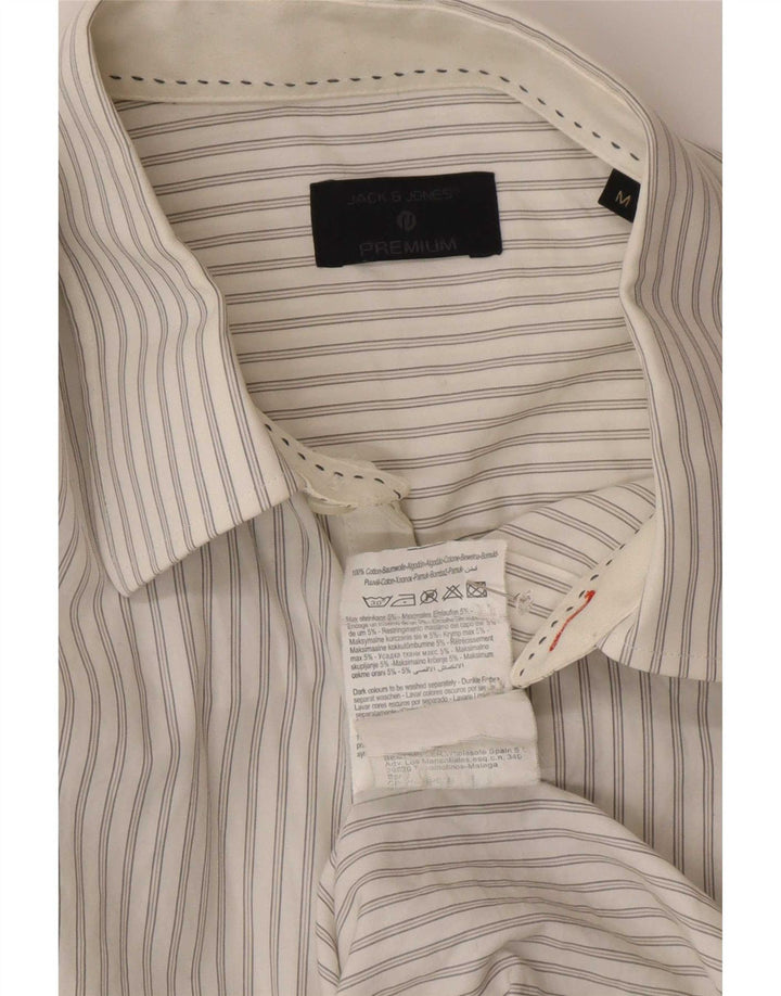 Ανδρικό πουκάμισο Jack & Jones, μεσαίο λευκό βαμβακερό με ρίγες