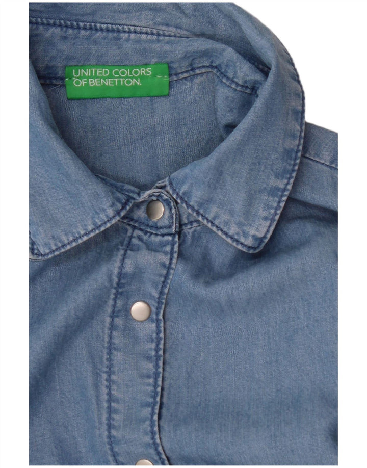 BENETTON Γυναικείο κοντομάνικο πουκάμισο UK 14 Medium Blue
