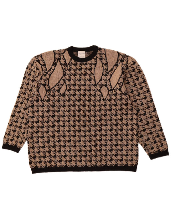 MERRY FINN Γυναικείο πουλόβερ με λαιμόκοψη UK 18 XL καφέ Houndstooth