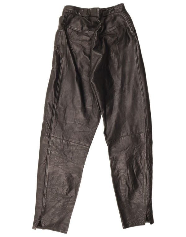 Vintage γυναικείο κωνικό δερμάτινο παντελόνι IT 42 Medium W28 L29 μαύρο δέρμα