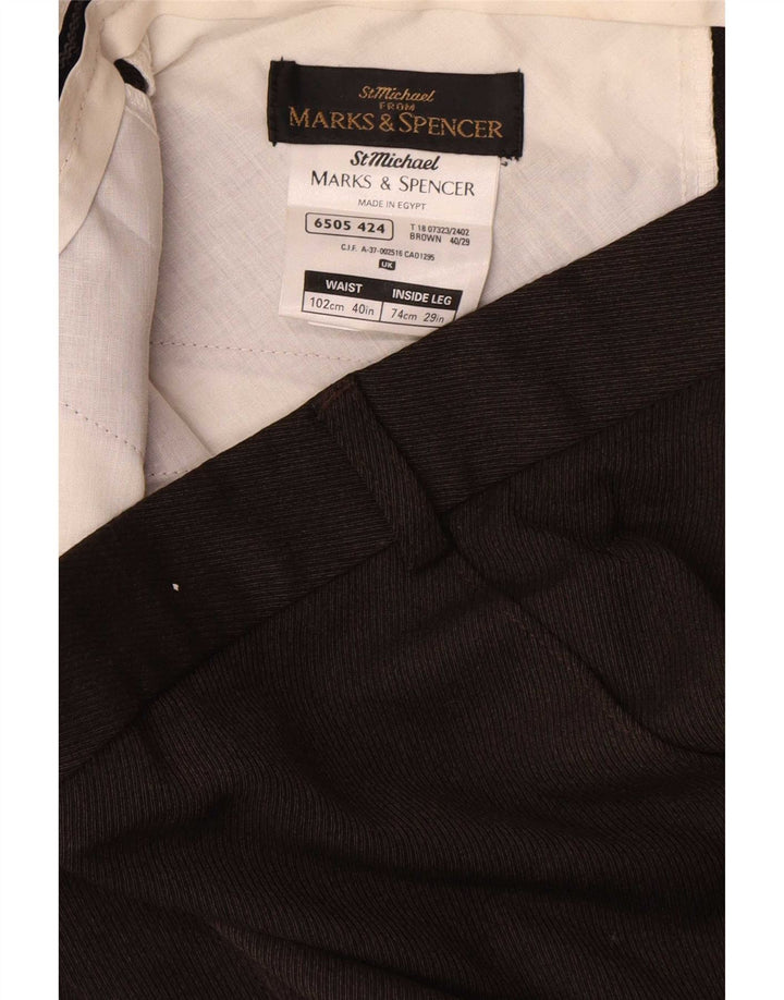 Marks & Spencer Ανδρικό ίσιο παντελόνι W40 L29 Καφέ Πολυεστέρας